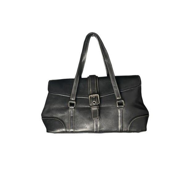Coach Hamptons Y2K buckle Black Leather Flap Handbag - Picture 1 of 9